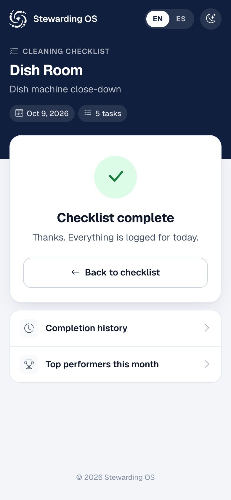 A checklist marked complete on a phone